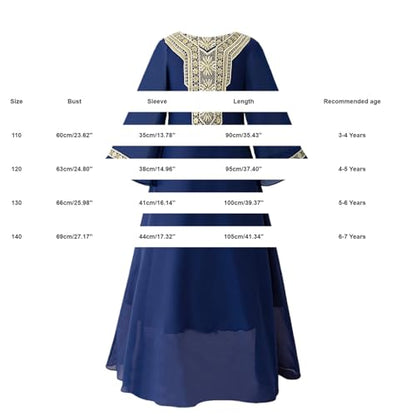 Toddler Girls Muslim Abaya Dress Islamic Dubai Modest Lace Belted Dress Abayas Kaftan Eid Prayer Clothes Arabian Maxi Robe - color: Navy-b, size: 3-4T