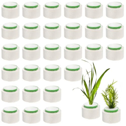 TOPZEA 30 Pack Aquarium Plant Weights, Aquatic Plant Holder Pots Anti-Floating Planters Ceramic Aquatic Plants Fixed Ring Anchors Set for Fish Tank, Pond, Aquarium Landscape Decorations, 1.75"x 1.2"
