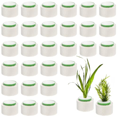 TOPZEA 30 Pack Aquarium Plant Weights, Aquatic Plant Holder Pots Anti-Floating Planters Ceramic Aquatic Plants Fixed Ring Anchors Set for Fish Tank, Pond, Aquarium Landscape Decorations, 1.75"x 1.2"