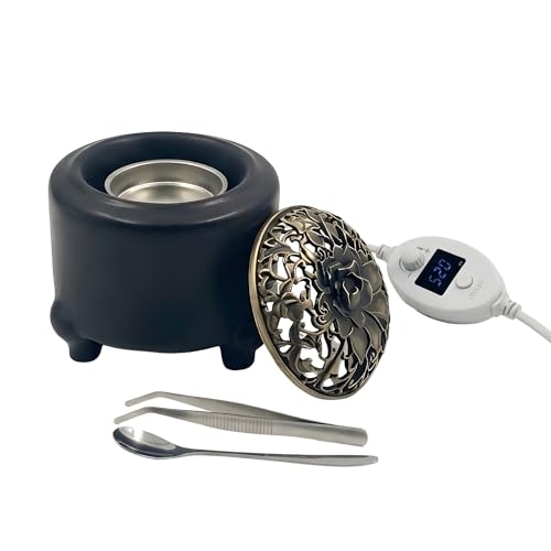 URMIX Electric Incense & Bakhoor Burner – Adjustable Heat, Timer (Black)