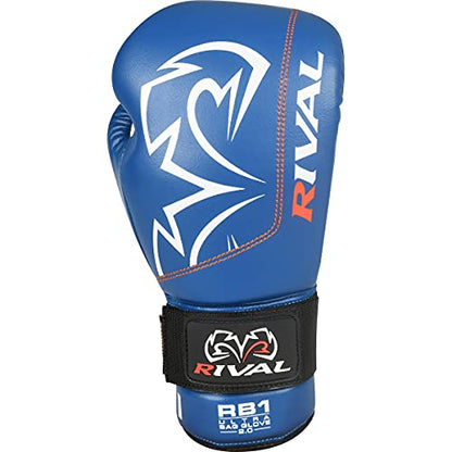 RIVAL Boxing RB1 2.0 Ultra Bag Gloves, Hook and Loop Closure, Super-Resistant Microfiber, High-Density Foam, Breathable Mesh Palm - color: Blue, size: Medium