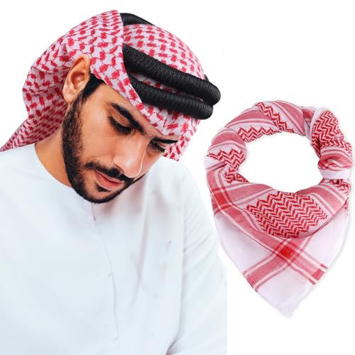 Keffiyeh Shemagh Arab Head Scarf Turban Head Wrap - color: B- Red Shemagh