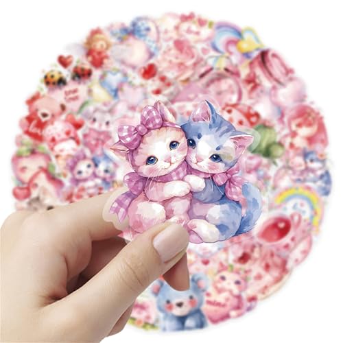 50pcs Valentine's Day Transparent PET Stickers Kawaii Pink Valentine Stickers Sweet Confession Sticker for Scrapbook Journaling Card Waterproof Romantic Love Sticker for Teens and Adults (pinkVD) - color: Pinkvd