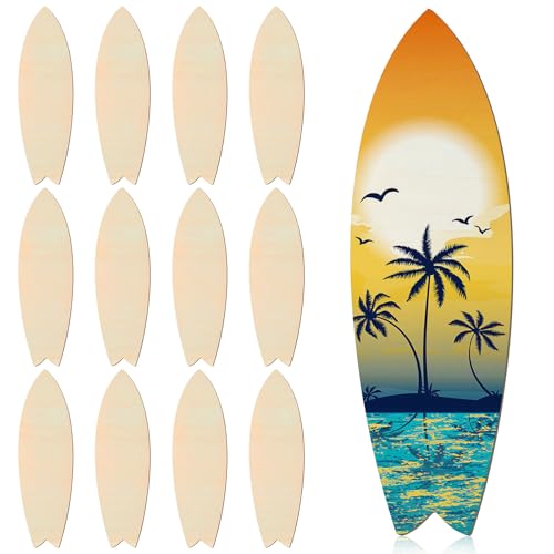 12 Pcs 12 Inch Unfinished Wood Surfboard Cutout for Crafts - color: Surfboard, size: 12 Inch
