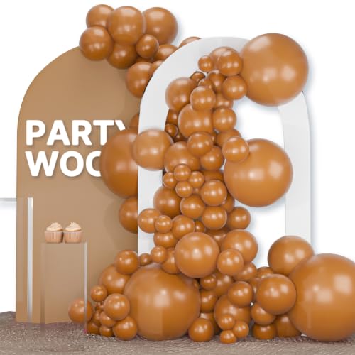 PartyWoo Tan Balloons 120 pcs Different Sizes of 18 12 10 5 Inch Boho Neutral Light Brown Coffee Fall Latex Balloon Arch Kit for Birthday Safari Boy Baby Shower Jungle Party Decorations Brown-F10 - color: Brown-f10