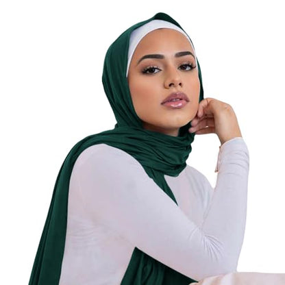 Hijab Scarf for Women Soft Cotton Muslim Jersey Hijab Head Wrap Scarves Fashion Long Scarf Shawls - color: Grass Green