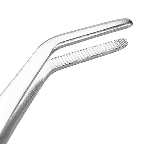 8 Inch Stainless Steel Tweezers with Curved Serrated Tip Multipurpose Forceps for Craft Repairing 2 Pack - size: 8 Inch
