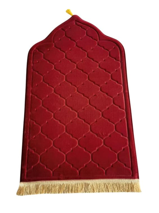Muslim Prayer Mat, Mussallah, Zaawiya, Prayer Room, Janamaz Sajada, Carpet for Men and Women, Ramadan Gift, Eid Gift. 65x110cm. (Deep Red) - color: Deep Red