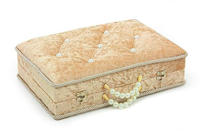 ihvan online Muslim Prayer Rug Set, Islamic Dowry Gift Box for Men & Women, Shawl, Kufi Hat, Digital Beads Counter, Quran Gift, Elegant Islamic Gifts Set for Ramadan & Eid & Wedding, Gold - color: Gold