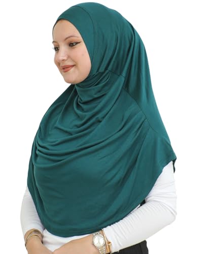 Prien Ready To Wear Hijab For Women, Instant Turban, Soft Muslim Scarf For Prayer, Long Hijabs, Islamic Clothes, Jersey Abaya - color: Emerald