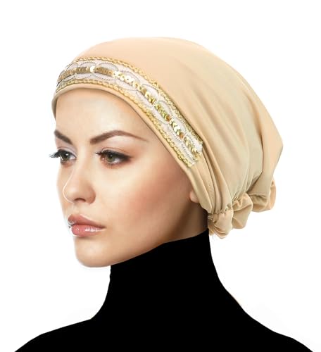 Luxor Fashion Lycra Snood Caps Women Chemo Beanie Hat - color: Beige