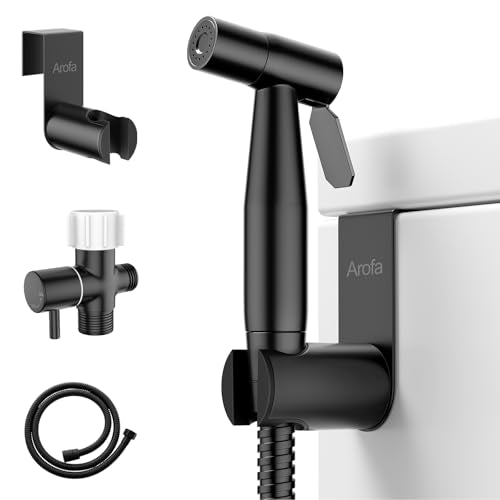 Arofa Black Bidet Sprayer for Toilet, Handheld Jet Sprayer Adjustable Water Pressure Muslim Shower with Bidet Hose, Bidets Faucet for Existing Toilets Cloth Diaper Spray for Baby/Feminine Wash - color: Black, size: Standard-1 Pack
