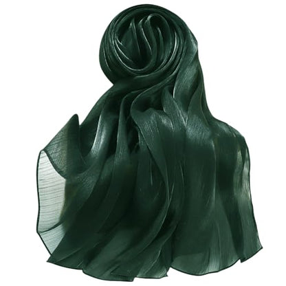 Lina & Lily Sheen Shimmer Women's Crepe Scarf Shawl Wrap Head Hijab Lightweight - color: Jungle Green