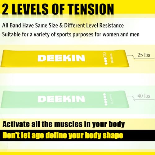 Deekin 20 Pcs Resistance Bands Resistance Loop Exercise Bands Exercise Equipment Elastic Drap Ring for Women and Men Home Fitness, Gym, Yoga - color: Yellow, size: 25 lbs