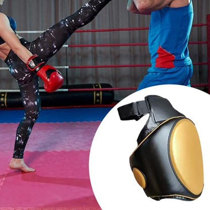 Yiju Kickboxing Thigh Pad Leg Kick Pad Versatile Body Protector Protect Pad for Taekwondo Karate Boxing Coach Trainer Equipment - color: Gold Left