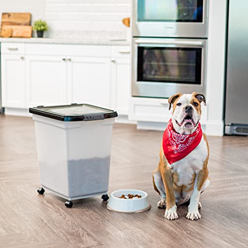 IRIS USA Dog Food Storage Container, Up to 50 lbs, Pearl/Black, Made in USA - color: Pearl/Black, size: 50 lbs