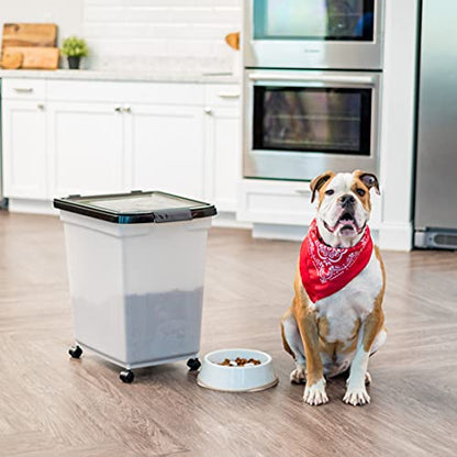 IRIS USA Dog Food Storage Container, Up to 50 lbs, Pearl/Black, Made in USA - color: Pearl/Black, size: 50 lbs