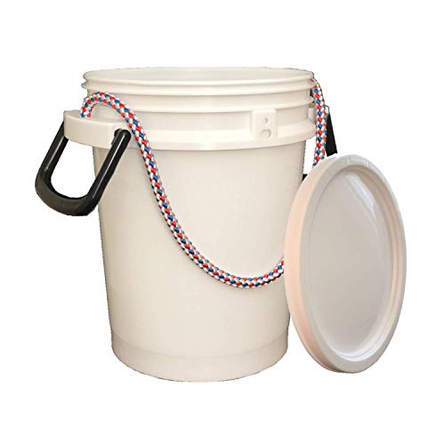 iSMART 5 Gallon Bucket with Rope Handle, Two Sides Handle, 2 Color to Choose (White, 1 Pack) - color: White