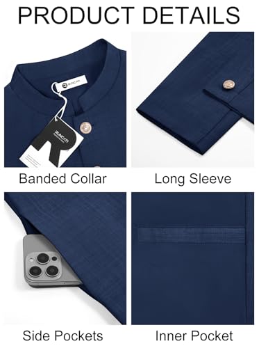 Runcati Mens Kurta Coats Indian Mandarin Collar Attire Ethnic Outfits Wedding Festive Party Clothing Casual Kaftan Robe - color: Navy, size: XX-Large