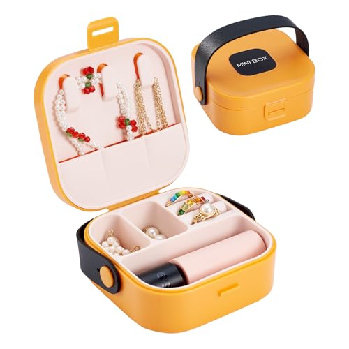 Silicone Jewelry Boxes Present Box,PU Leather Travel Jewelry Case,Mini Jewelry Box Travel Jewelry Box Jewelry Gift Boxes Necklaces Earrings Bracelets Boxes for Women,Orange - color: Orange