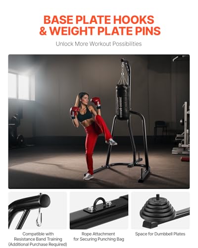 VEVOR Punching Bag Stand, Steel Heavy Duty Workout Training Equipment, Adjustable Height Boxing Punching Stand with Weighted Base, Holds Up to 140 lbs, Freestanding Sandbag Rack for Home Gym Fitness - style: Standard Punching Bag Stand