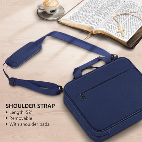 FINPAC Large Bible Cover, Carrying Book Case Church Bag Bible Protective with Zippered Pocket and Handle, Gift for Men Women - color: Navy