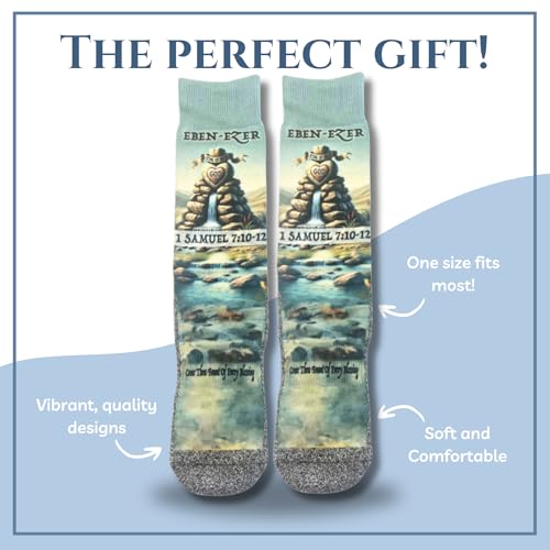 Men's – Christian Crew Socks for Men with Scripture | Moisture-Wicking | Easter Gift Idea - color: Come Thou Fount