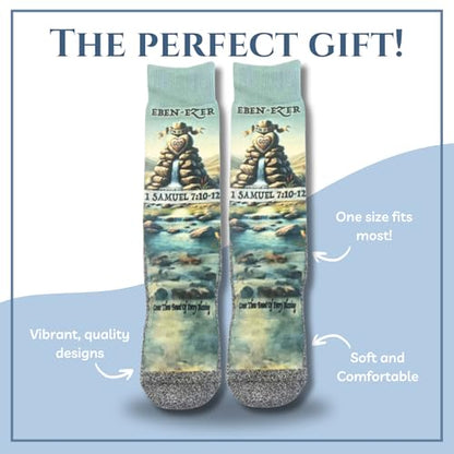 Men's – Christian Crew Socks for Men with Scripture | Moisture-Wicking | Easter Gift Idea - color: Come Thou Fount