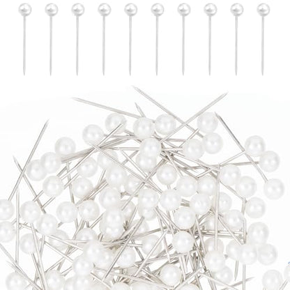 100Pcs Pearl Push Pins, Sewing Straight Pins with Faux Pearl Heads for Fabric Decorative Round Short Tacks with Storage Case for Craft Sewing Wedding Holiday DIY Accessories, 0.78Inch
