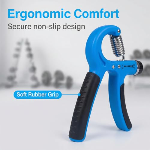 Adjustable Grip Strength Trainer, Blue Hand Gripper for Muscle Building, Ergonomic Hand Exerciser for Rock Climbers