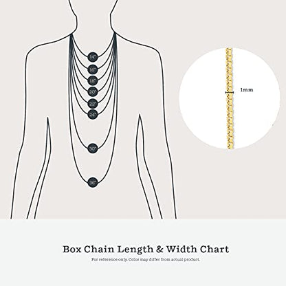 KEZEF 18K Gold Plated 925 Sterling Silver Box Chain Necklace for Women, 1mm Thin & Sturdy Italian Chain Necklace, Rose Gold & Silver Available, 15/16/18/20/22/24/30 Inch - color: Gold, size: 19 Inch