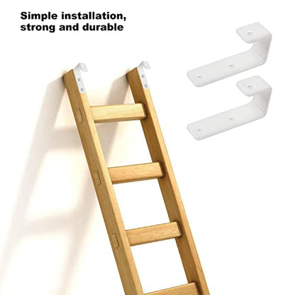 4 Pack Bunk Bed Ladder Hook, Inside 1" Kids Bunk Bed Replacement Hardware, White PVC Metal Loft Bed Ladder Hooks, Camper/Rv Bunk Ladder J Brackets with 2 Size Screws (4 Pcak, White) - color: White, size: 4 Pack