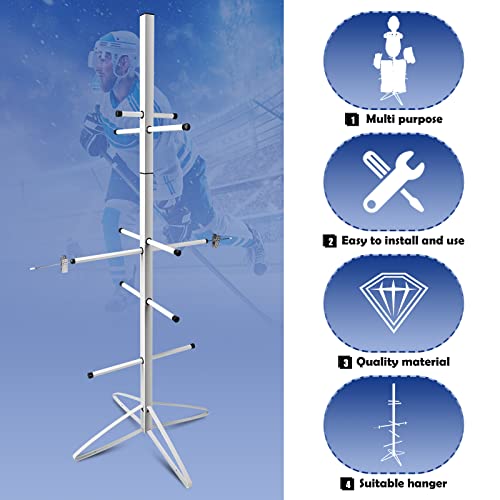 Hockey Gear Drying Rack Metal Sports Equipment Dry Rack Hockey Gear Dry Holder Adjustable Clips and Wrist Band for Drying and Storing Adult and Child Sport Equipment 55 x 22 Inch