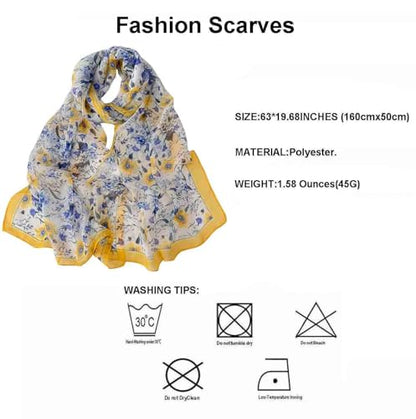 Pokeedioty Scarfs for Women Lightweight Fashion Scarves Elegant Floral Pattern Sheer Scarfs Sunscreen Shawls Wraps - color: P 074