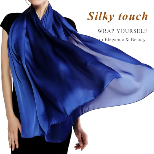 RIIQIICHY Women Shawls and Wraps for Evening Dresses Like Chiffon Silk Scarf Formal Silky Pashmina Shawls for Weddings - color: Royal Blue