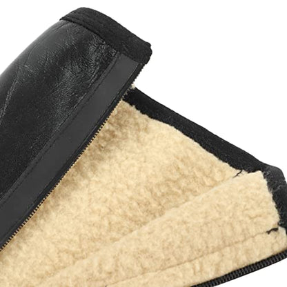 Leather Zipper Socks, Unisex Waterproof Muslim Sock Islamic Thermal Prayer Winter Socks Khuffy Leather Black Sock for Men Women 35-40