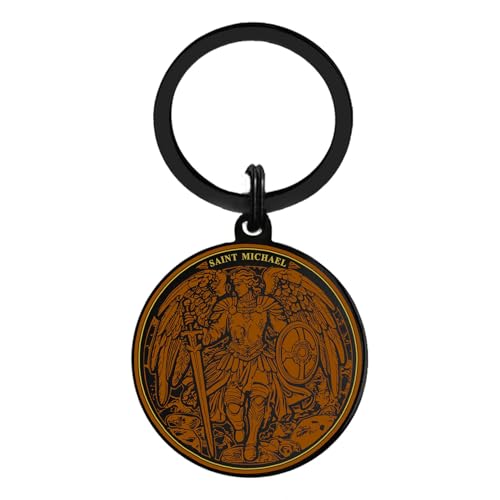 Viayen The Archangel Michael Watches Over Us Prayer Keychain Coin, St Michael the Archangel Commemorative Token - color: Saint Michael Archangel