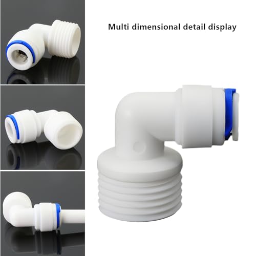 1/2"M Elbow to 3/8" Push-Fit for RO Water Filter, 5 Pcs | Elbow quick-connect fitting for reverse osmosis water filters, beverage dispensers & water purification. Plastic joint. - style: 1/2" Male Thread to 3/8" Quick-Connect Elbow