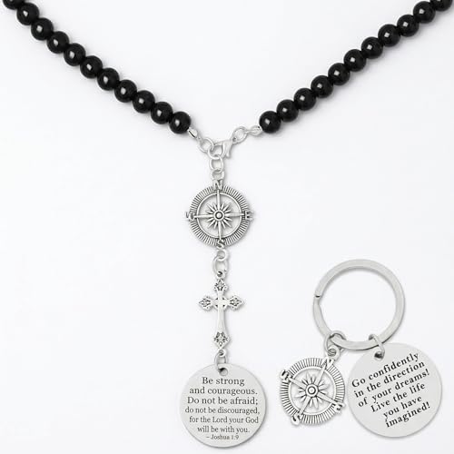 Christian Car Charm Gift for Drivers, Psalm 91:11 Rear View Mirror Cross, Protection Gift for Men Women, Faith-Based Safe Driving Blessing for Father Son Husband - style: Joshua 1:9