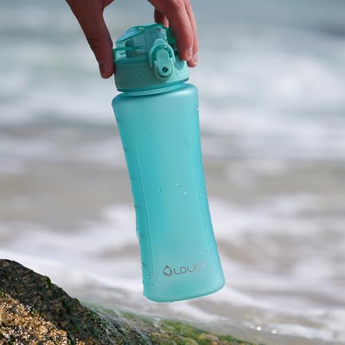 OLDLEY Kids Water Bottle with Straw for School Girls Boys, 15 oz Unbreakable Leak-Proof BPA-Free Motivational Water Bottles with Times to Drink for Travel Sports Gym, 1 Straw Lid, Mint - color: A-Mint, style: Straw Lid