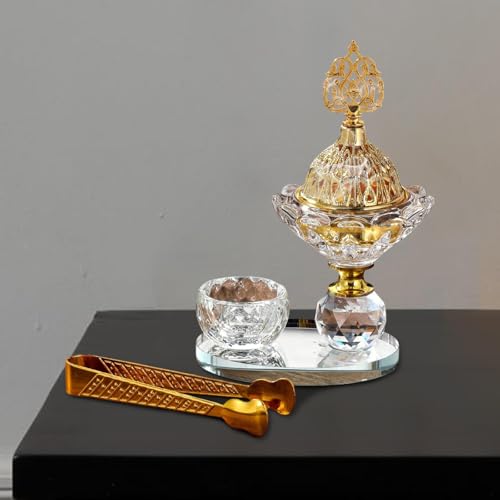 Glass Arabic Incense Burner with Tongs, Bakhoor and Cone Holder Tabletop Ornament for Living Room Yoga Meditation - style: Style C