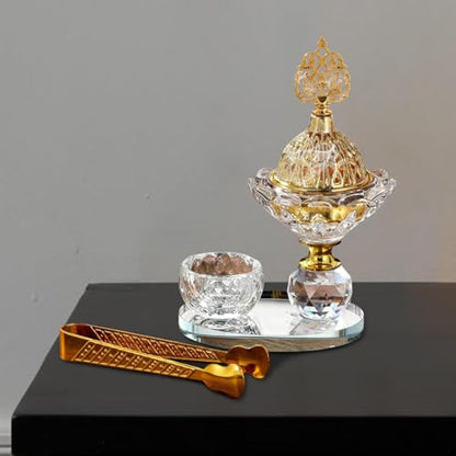 Glass Arabic Incense Burner with Tongs, Bakhoor and Cone Holder Tabletop Ornament for Living Room Yoga Meditation - style: Style C