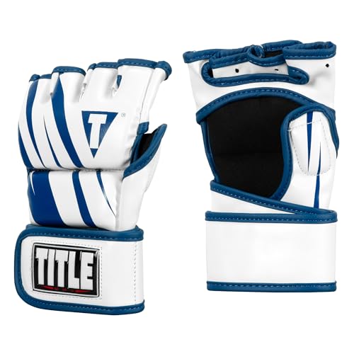 Title MMA Contender Training Gloves - color: Blue/White, size: Standard