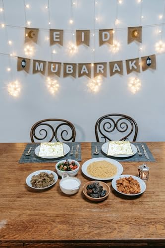 24 Pcs Ramadan and Eid Crescent Moon Party Napkins Ramadan Kareem Eid Mubarak Disposable Napkins, Arabic Design Themed Paper Napkins for Eid Al-Fitr Party Decorations, 6.5" 2-Ply