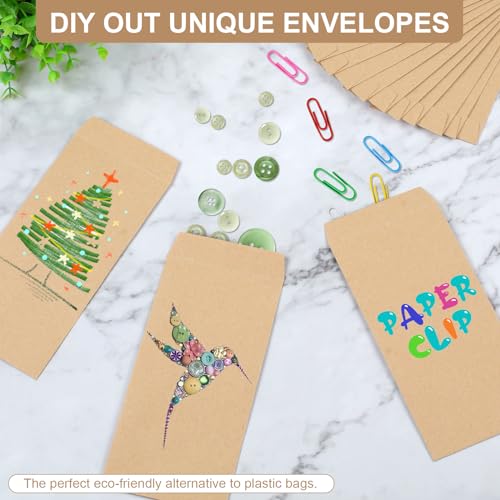 Joyberg 120 PCS Money Envelopes for Cash Kraft Paper, 6.5”x3.2” Small Cash Envelopes for Self-Adhesive, Money Saving Challenge Coin Envelopes for Coin, Check, Budget, Small Item Organizer - size: 6.5"x 3.2"