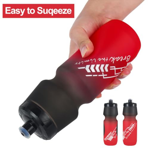 Bicycle Water Bottle 750ml Leakproof Squeeze BPA Free 24oz Bike Mountain Bottles Design for Cycling Riding, Running Outdoor Sports 2 Pack - color: Black/White+Black/Red(2 PC)