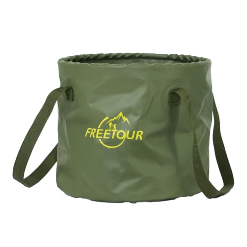 Baiao Collapsible Bucket 5 Gallon, Portable Collapsible Bucket with Handle, Folding Water Container for Fishing Camping Beach Hiking Home Travel Car Washing(Green 20L) - color: Military-green