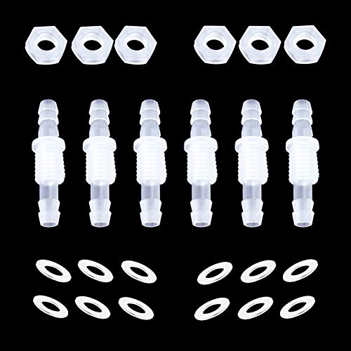 5/16” Thru-Bulk Bulkhead Plastic Hose Barb Fittings Union Adapter Fittings for Aquarium Fuel Gas Liquid Air with Metal washers (Pack of 6) - color: 6 pcs, size: 5/16 Inch