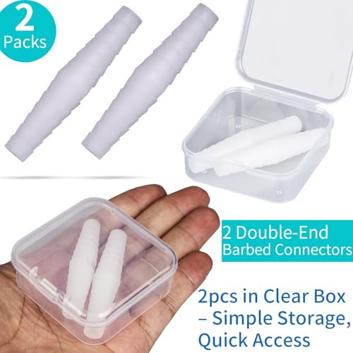 Enema Tube Hose Connector Adapter – Polypropylene Step Fit for 7mm to 12mm Inner Diameter Tubes – Leak-Proof Enema Kit Extension Joint, Hose Coupling Fitting, Replaceable Parts – Pipe Extender, 2-Pack