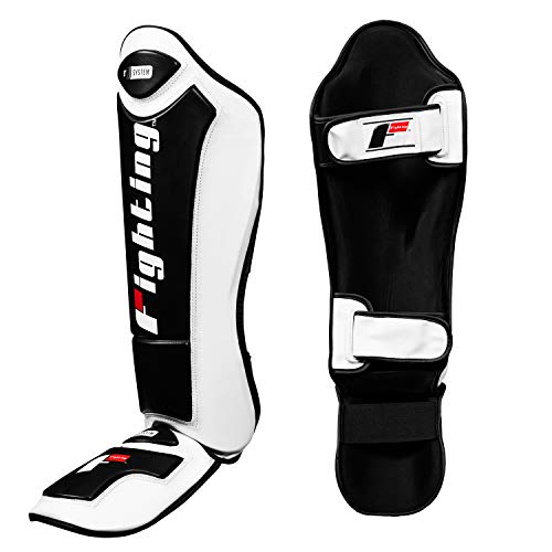 Title Boxing Fighting Sports S2 Gel Power Shin & Instep Guards, White/Black, Regular